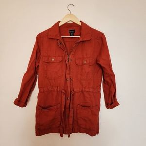 Nicole Miller Orange Linen Utility Jacket Size Small